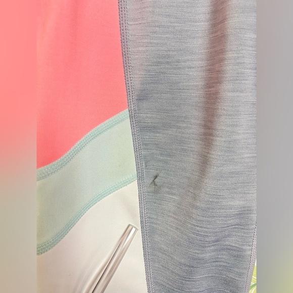 Athleta Colorblock Sonar Capri Athletic Legging Midrise Sz Large Pink Blue Grey‎ - Picture 11 of 14